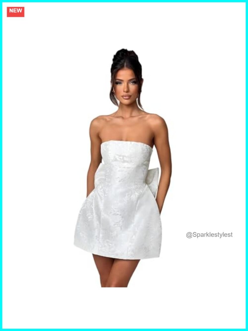 JUMISEE Strapless Satin Homecoming Mini Dress Bow A Line Party Gown